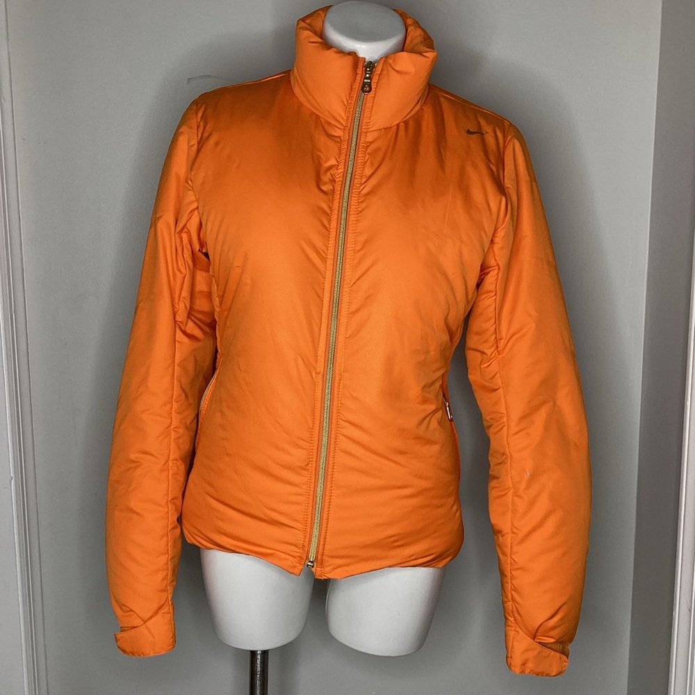 Nike orange zip up puffer jacket no hood size: M